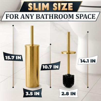 Stylish Stainless Steel Toilet Brush and Holder Set - Silver Toilet Bowl Brush and Holder with Splash Cover, Sturdy Bristles, Corrosion & Scratch Resistant - Elegant Design, Effective Deep Cleaning