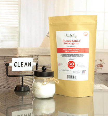 Earthley Wellness, Dishwasher Detergent, Eco-Friendly, Pure, Certified Organic Dish Detergent (60 Loads, Unscented)