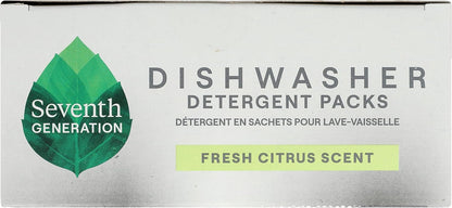 Seventh Generation Power Plus Dishwasher Detergent Packs Fresh Citrus scent Pack of 2 for sparkling dishes Dishwasher tabs 40 count
