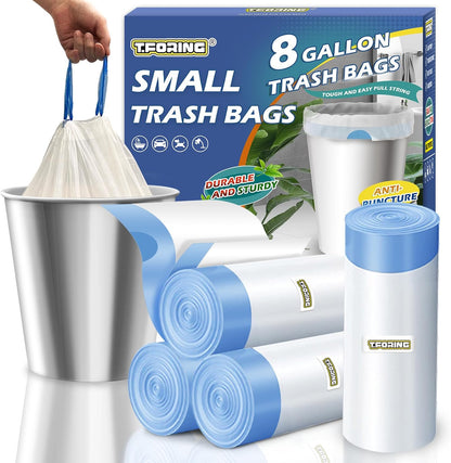3 Gallon Trash Bags Drawstring 0.96 Mil - 120 Count 12 Liter Small Garbage Bags for Bathroom, Strong White Unscented Plastic Wastebasket Bin Liners for Toilet Office and Bedroom