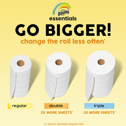 Bounty Essentials Select-A-Size Paper Towels, 6 Double Rolls, White, 108 Sheets Per Roll