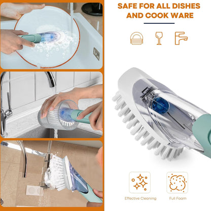 RIMAY Soap Dispensing Dish Brush, Dish Scrubber with Soap Dispenser, Dish Soap Brush, Dish Wand with Soap Dispenser Kitchen Brush for Dishes, Pans, Sink, Pots