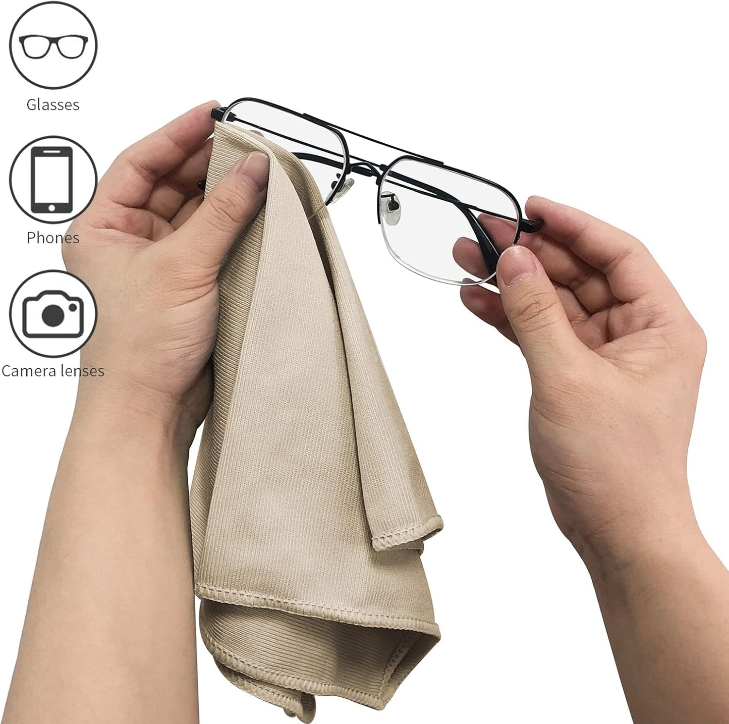 Puomue 6 Pack Microfiber Glass Cleaning Cloth, 16 Inch X 16 Inch, Lint Free Quickly Clean Window, Glasses, Windshields, Mirrors, and Stainless Steel, Blue