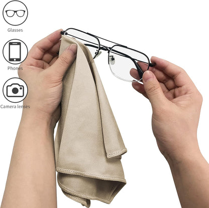 Puomue 6 Pack Microfiber Glass Cleaning Cloth, 16 Inch X 16 Inch, Lint Free Quickly Clean Window, Glasses, Windshields, Mirrors, and Stainless Steel, Blue