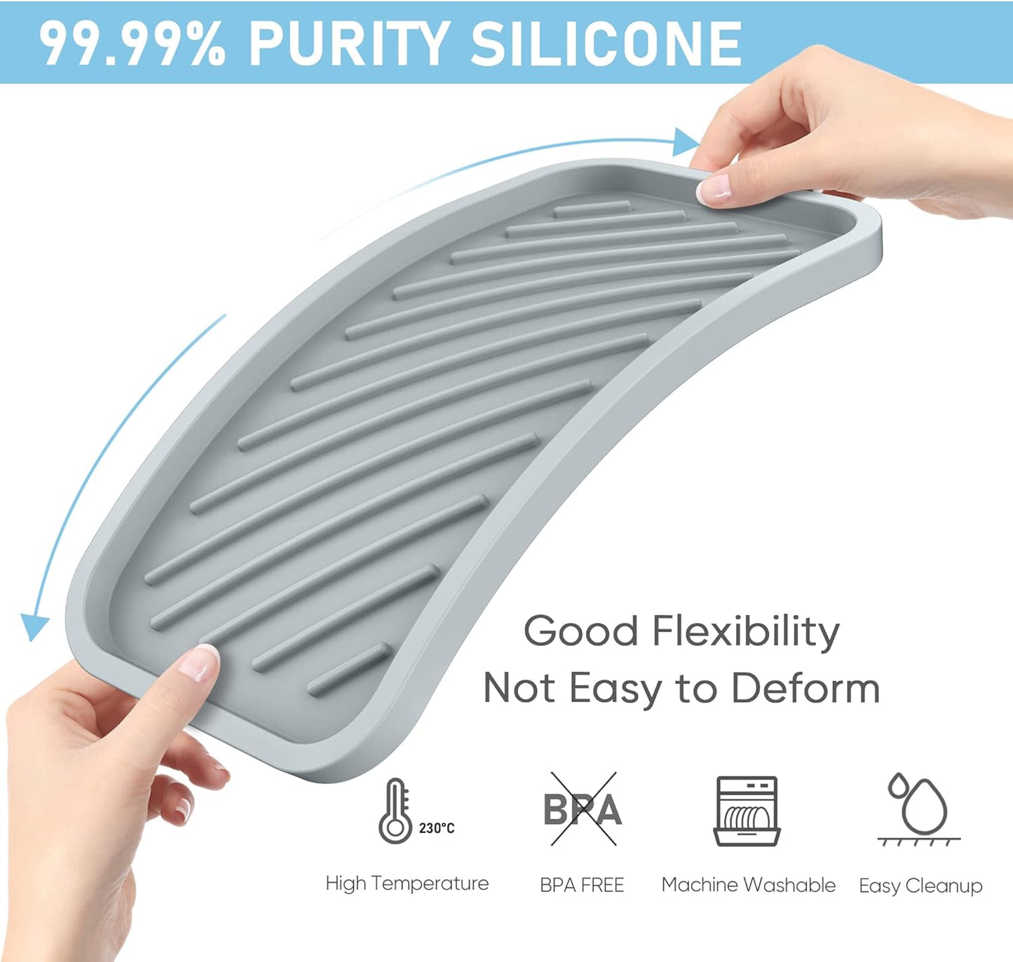 EG-SIPRO Silicone Sponge Holder, Kitchen Sink Organizer Tray, Sponge Caddy for Bathroom Counter, Dish Soap Holder, Scouring Pad