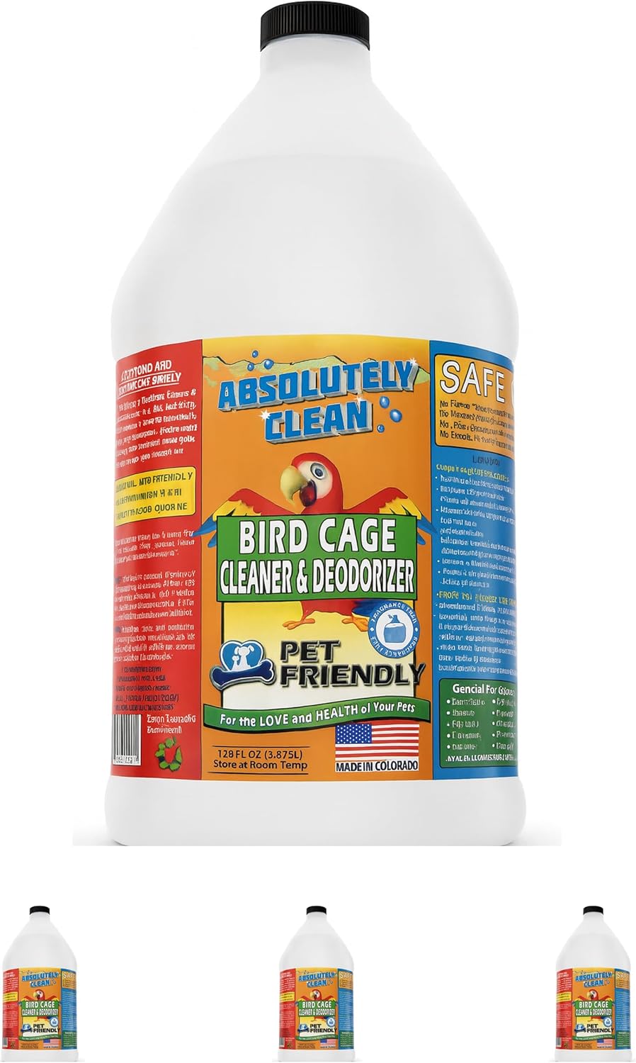 Absolutely Clean Amazing Bird Cage Cleaner and Deodorizer - Just Spray/Wipe - Safely & Easily Removes Bird Messes Quickly and Easily - Made in The US - Fragrance Free (16oz Pack of 1)