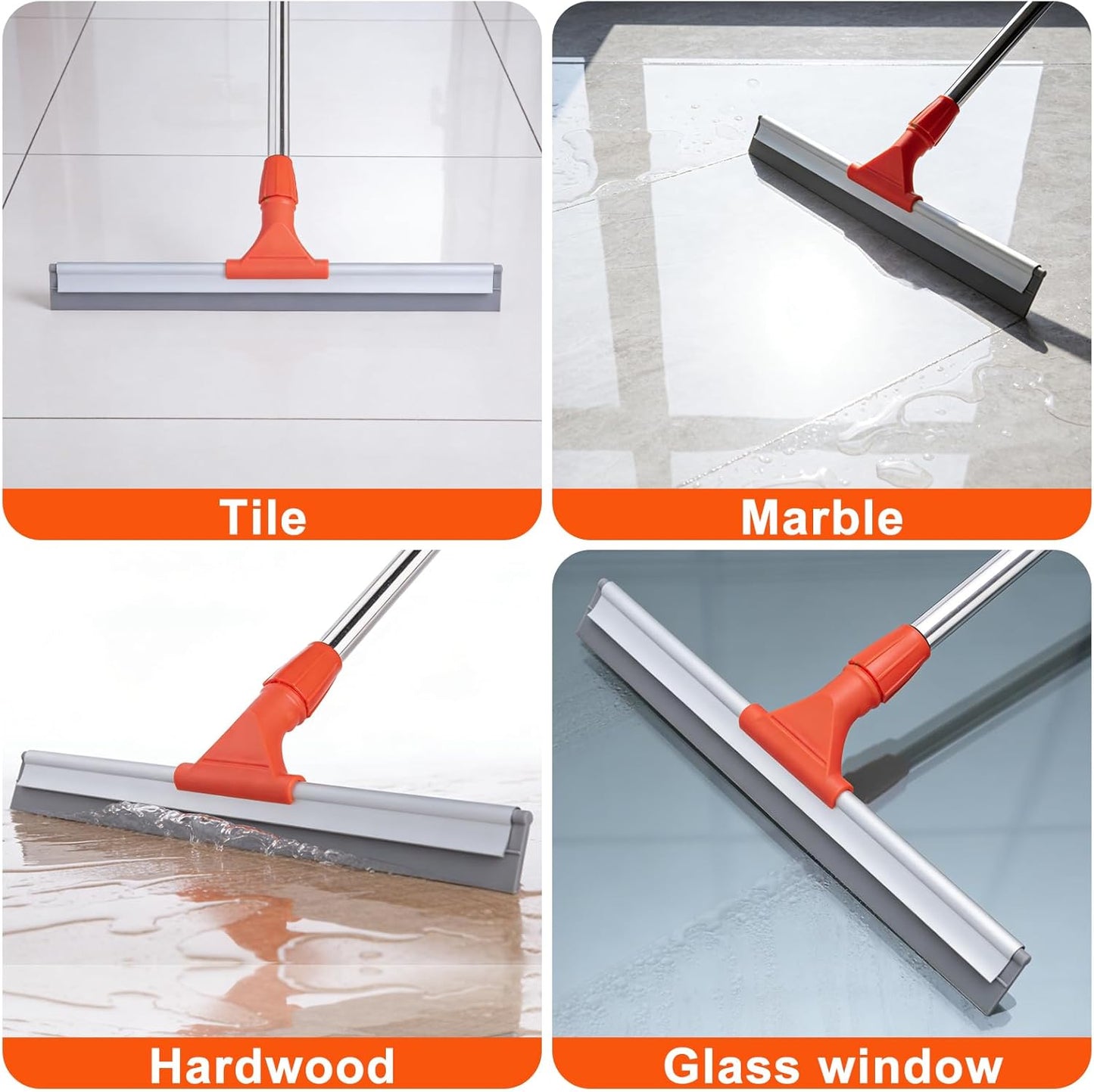 ITTAR Heavy-Duty Floor Squeegee, 62" Adjustable Handle, EVA Foam Blade, Ideal for Concrete, Garage, Patio & More