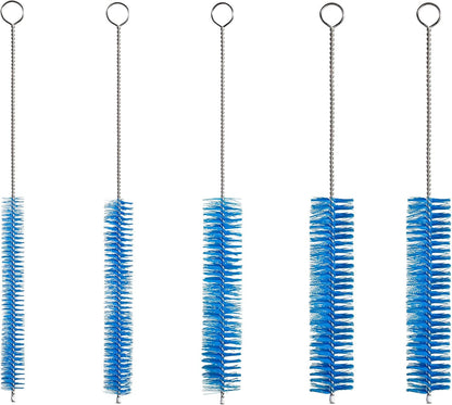 10" Tube Cleaning Brush Set, 5 Pack Large, Extra Long Nylon Straw Brushes with Flexible Handles for Bottles, Cleaning Straws, Pipe Cleaners, Keyboard, Glass, Guns, Detailing and Deep Cleaning, Black