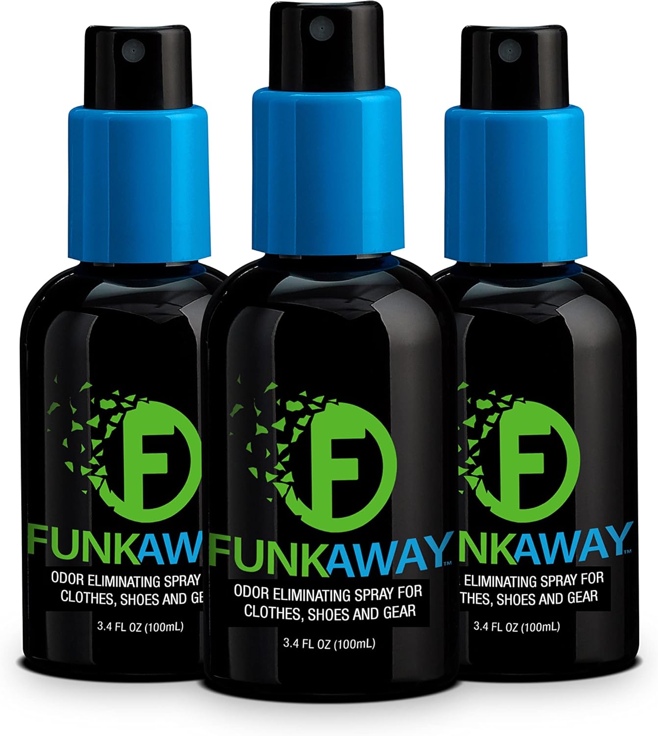 FunkAway Odor Eliminator Spray for Shoes, Clothes and Gear, 3.4 oz., Non-Aerosol; Mini Size for Travel, Ideal for Gym Bag, Purse, Locker or Suitcase