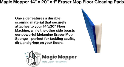 Eraser Mop Floor Cleaning Pads – 14″ x 20″ (5 Pack) | Commercial-Grade Melamine Sponge Mop Pads for Floors, Tile & Grout | Durable, Versatile for Deep Cleaning