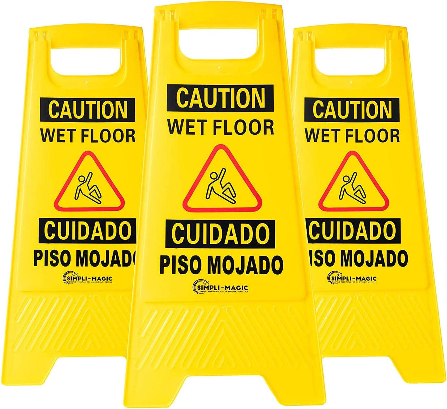 Simpli-Magic Side Press Wringer Combo Commercial Mop Bucket on Wheels, 35 Quart,Yellow, Including Wet Floor Caution Sign and Set, Polyethylene