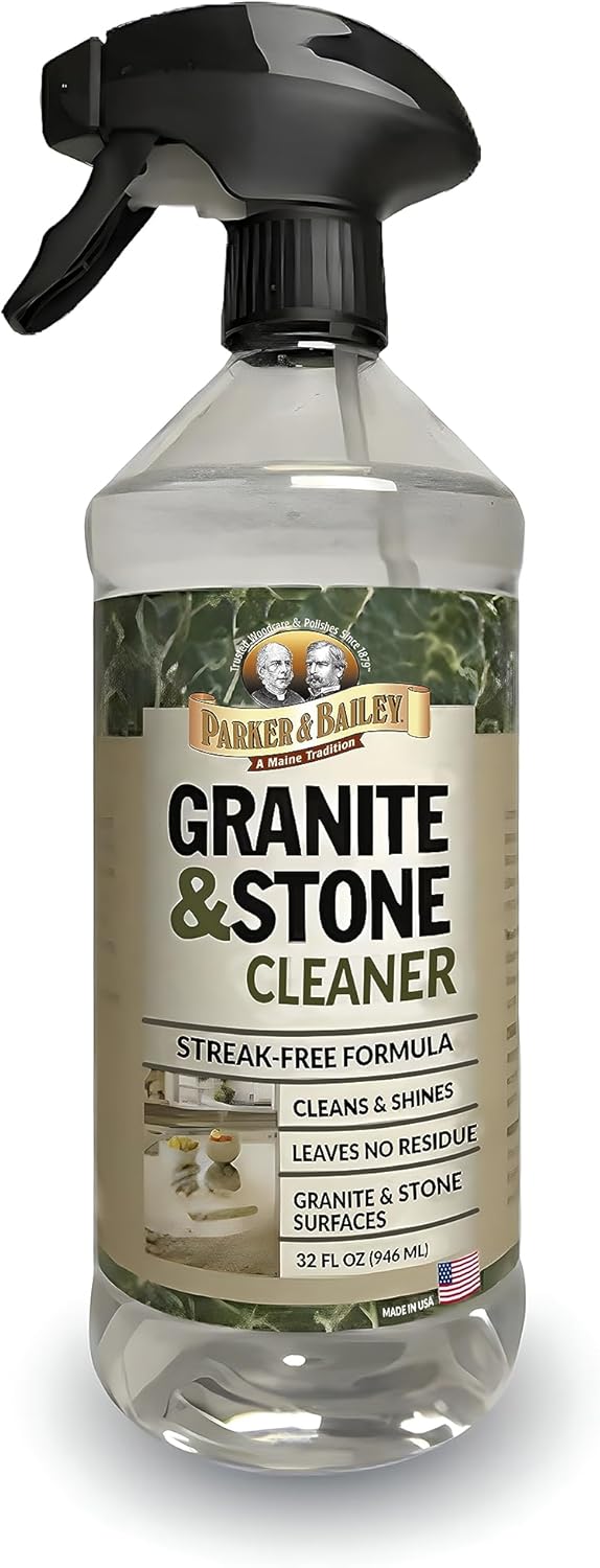 Parker & Bailey Granite & Stone - Countertop Cleaner Kitchen Island Cleaning Spray Marble Tile Slate Quartz Daily Granite Bathroom Counter -White, 32 Oz