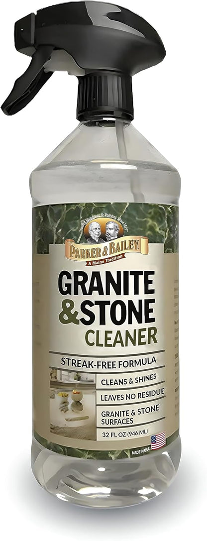 Parker & Bailey Granite & Stone - Countertop Cleaner Kitchen Island Cleaning Spray Marble Tile Slate Quartz Daily Granite Bathroom Counter -White, 32 Oz