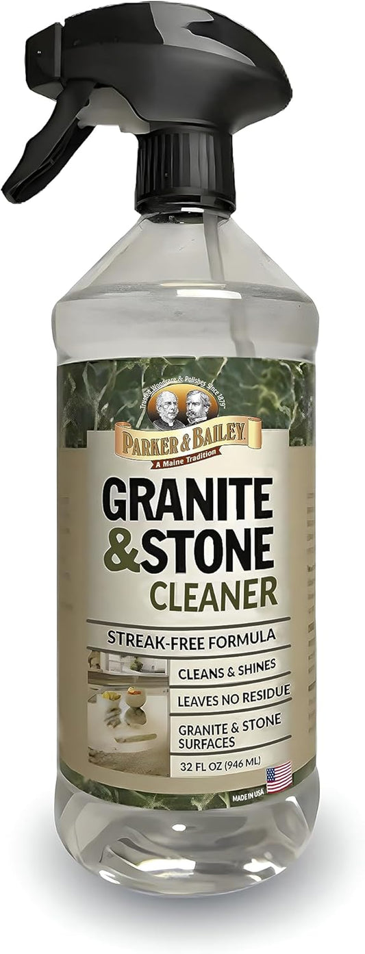 Parker & Bailey Granite & Stone - Countertop Cleaner Kitchen Island Cleaning Spray Marble Tile Slate Quartz Daily Granite Bathroom Counter -White, 32 Oz