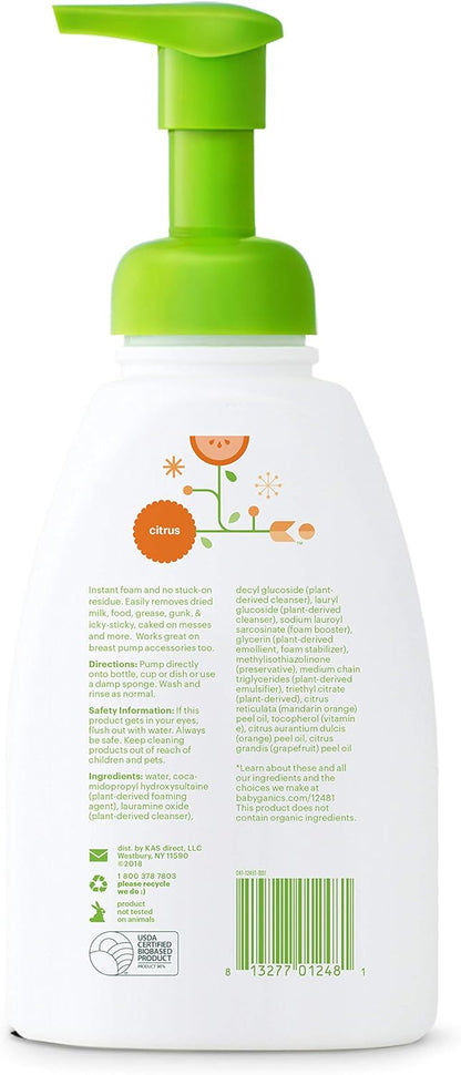 Babyganics Foaming Dish Soap, Pump Bottle, Fragrance Free, 16oz, 3 Pack