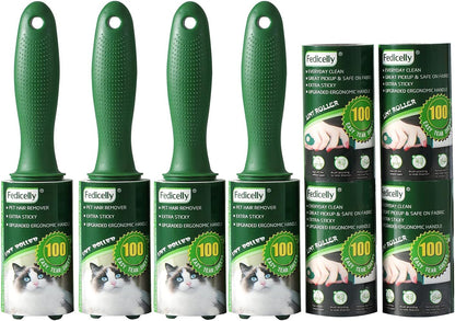 Fedicelly Lint Rollers Pet Hair Extra Sticky Furniture,Cat Dog Hair Remover Laundry Clothes Carpet,Total 200 Sheets Lint Remover Brush for Couch