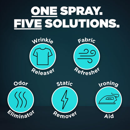 Downy Wrinkle Releaser Spray, All In One Wrinkle Release Spray, Odor Eliminator, Static Remover, Fabric Refresher & Ironing Aid for Clothes, 33.8 Fl Oz (Pack of 2), Unstopables Fresh Scent
