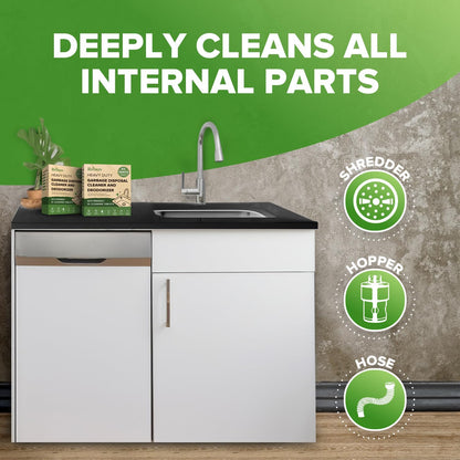 Renuv® Heavy Duty Dishwasher Cleaner & Deodorizer Tablets, Descaler, Deep Cleaning, Natural Odor & Smell Remover, Calcium, Limescale, Hard Water Marks, Grease, Septic Safe Pods (12 Tabs 1 Yr Supply)