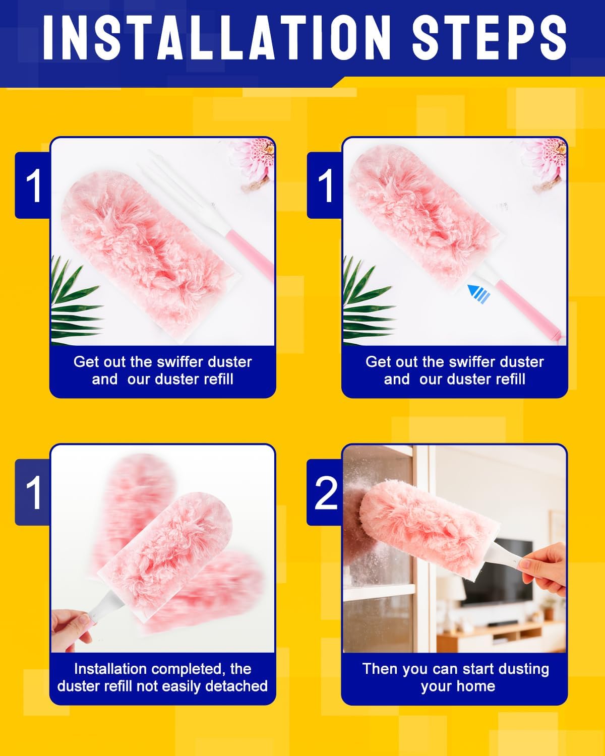 20 Count Duster Refill Compatible with Swiffer Hand Duster, Lavender Flavor Disposable Heavy Duty Duster Refills, Dusters Refills for Cleaning, Blinds & Ceiling Fan (Handle is Not Included)