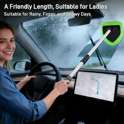 XINDELL Windshield Cleaner Tool – Car Interior Window Cleaning Kit with Extendable Handle & 4 Microfiber Pads, Auto Wiper Inside Windshield Brush for Car & Home Windows