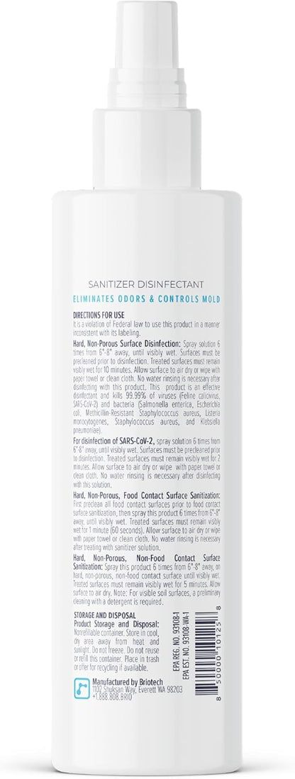 BRIOTECH Sanitizer Disinfectant Hypochlorous, Kill 99.99% of Viruses & Bacteria, Control Mold, Eliminate Odor, Gentle for Nursery & Play Rooms, Food Contact Surface Sanitizer, 1 Gallon Refill