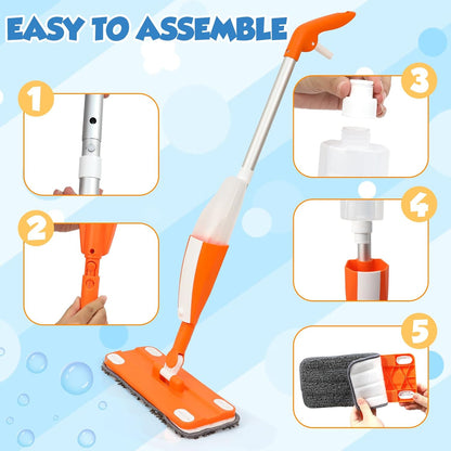 Ancaixin Kids Spray Mop, Montessori Kids Cleaning Toy Set, Real Working Toddler Cleaning Set with Water Sprayer, Mini Pretend Play Housekeeping Toys Birthday Gifts for Boys and Girls Ages 3+