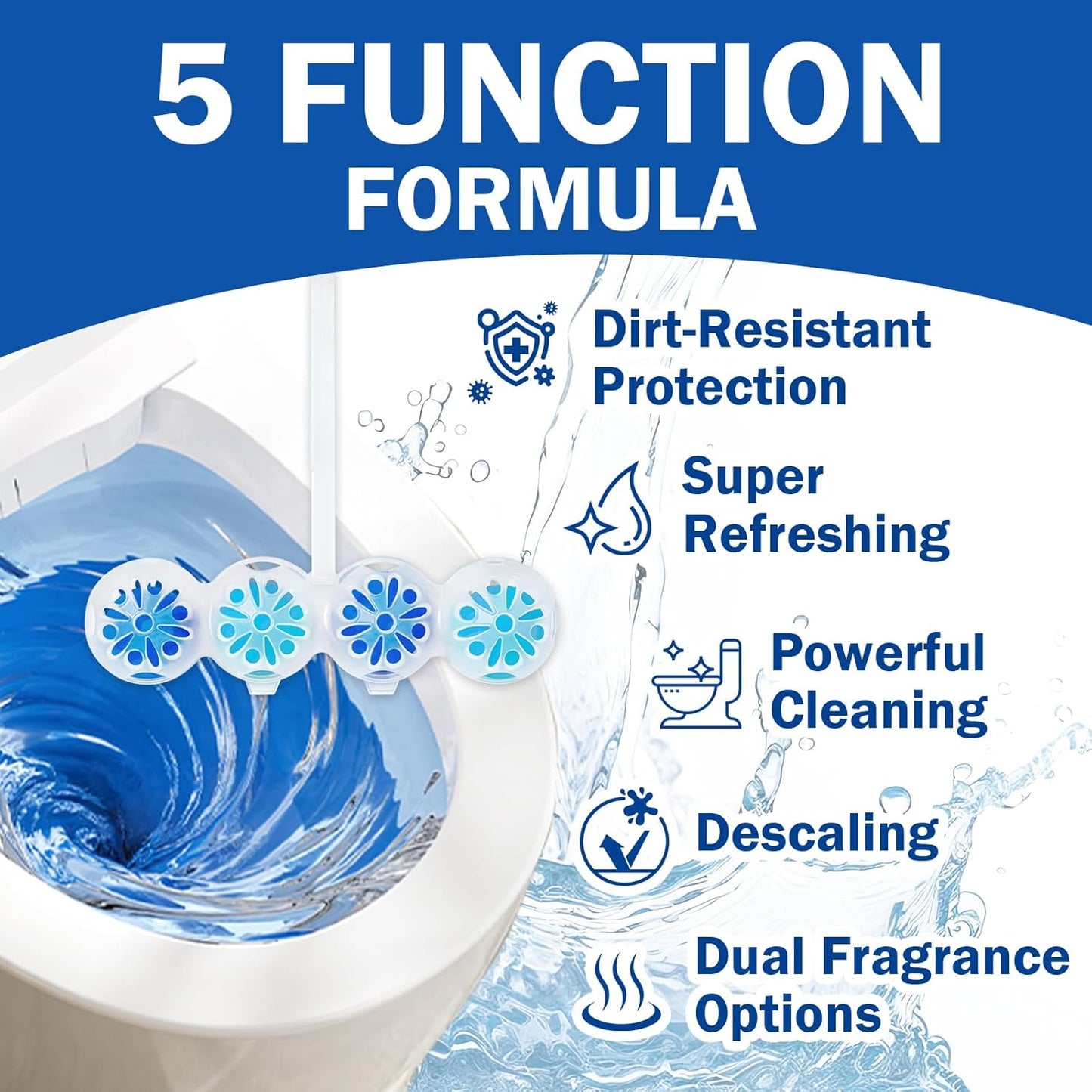 SCENTORINI 4-in-1 Toilet Bowl Cleaner Rim Hanger, Hanging Automatic Toilet Bowl Freshener, 4 Ocean & 4 Lavender Scent, Toilet Bowl Cleaning Balls Long-Lasting up to 30 Days