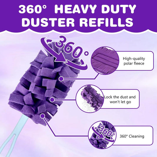 Duster Refill Reusable Fleece Duster Refills, Heavy Duty Feather Dusters Refills Washable Cleaning Pads for Home, Blinds, Car, Pet, Furniture, Fans (5 Pack-Mixed Color)