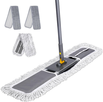 Mops for Floor Cleaning, Masthome Flat Dust Mop with 4 Reusable Pads, 2-Sided Microfiber Dust Mop for Wet & Dry Use, Flat Flip Mops for Hardwood, Laminate, Vinyl,Kitchen, Tile -1 Scraper