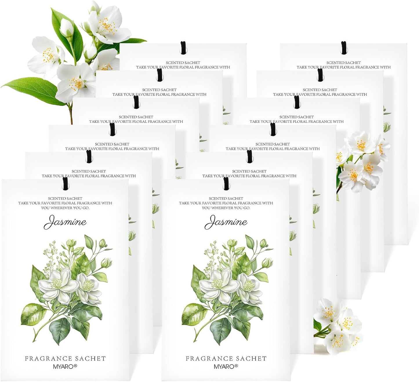 MYARO 12 Pack Fresh Linen Scented Sachets for Drawer, Closet & Car Air Freshener Bags | Odor Eliminator & Fabric Refresher | Crisp, Clean Home Fragrance Gift Set