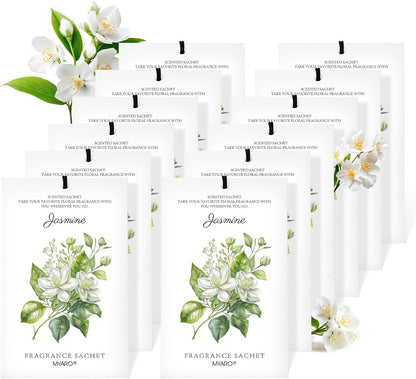 MYARO 12 Pack Fresh Linen Scented Sachets for Drawer, Closet & Car Air Freshener Bags | Odor Eliminator & Fabric Refresher | Crisp, Clean Home Fragrance Gift Set
