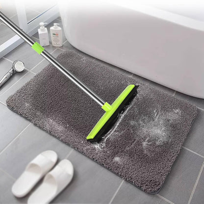 MEIBEI Pet Hair Removal Broom with Squeegee -53", Long Handle Soft Bristle Rubber Broom, Ideal for Remove Fur from Carpets, Rugs, Hardwood and Linoleum