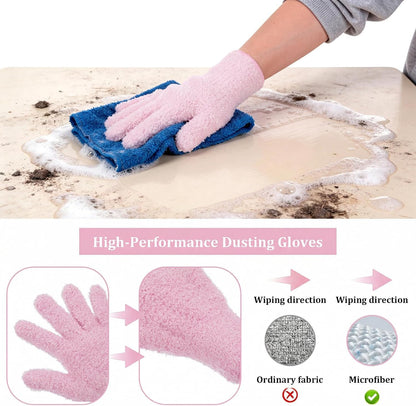 Abeillo Microfiber Gloves for Plants Dusting Cleaning, Reusable Washable Cleaning Gloves Mittens House Cars Blinds Dusting