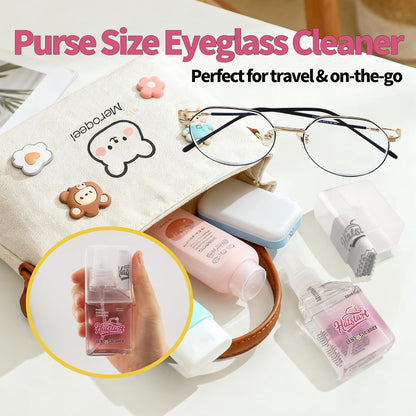 2-Pack Eye Glasses Cleaner Spray, Travel-Sized Screen Cleaning Kit with Touchscreen Mist for iPhone, Sunglasses, Computer, Laptop Screens, Phone Electronics with Eyeglass Cloth and Case Lid - Hatstart