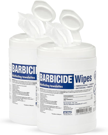 BARBICIDE Professional Disinfecting Wipes - 2 Pack (160 Count Each) – 2-Minute Hospital-Grade Kill Time, EPA-Registered Surface Wipes – Bactericidal, Virucidal & Tuberculocidal