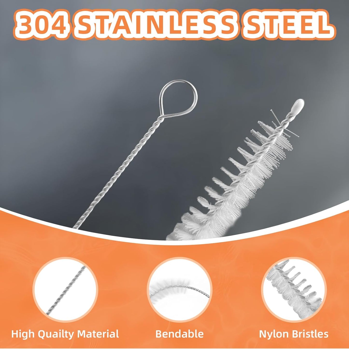 Cleaning Brushes for Reusable Drinking Straws, Set of 5, Long Wire Handle, Bottle and Straw Cleaner for Stanley Mug, Sippy Cup, Water Bottle and Tubes, Reusable and Flexible