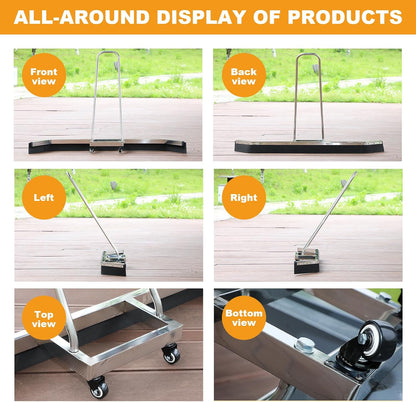 4.5FT Sport Tennis Court Squeegee Floor Squeegee Heavy Duty Commercial Squeegee for Floors with 2PCs EVA Foam Blade- Stainless Steel Silver