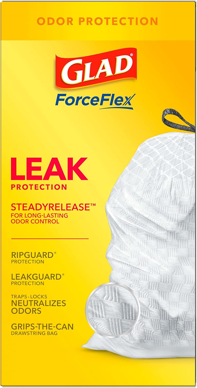 Glad ForceFlex Tall Kitchen Trash Bags, 13 Gal, Gain Lavender with Febreze, 110 Ct (Pack May Vary)