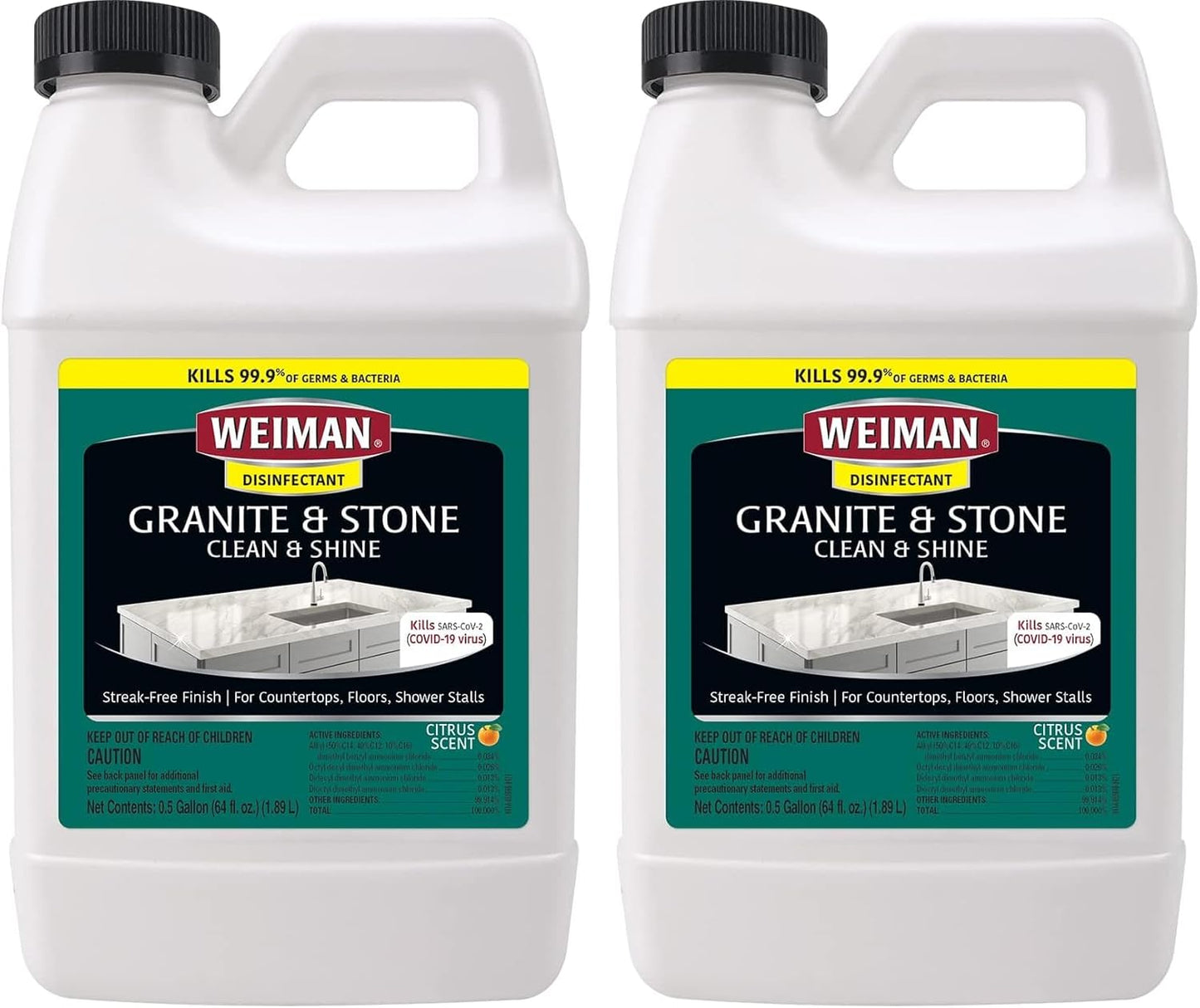 Weiman Disinfecting Granite Daily Clean & Shine Refill, 64 Oz - Safely Clean Disinfect and Shine Granite Marble Soapstone Quartz Quartzite Slate Limestone Corian Laminate Tile Countertop