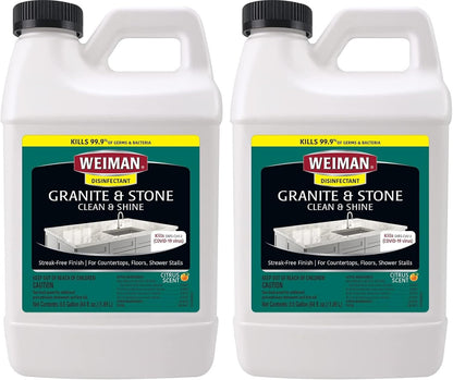Weiman Disinfecting Granite Daily Clean & Shine Refill, 64 Oz - Safely Clean Disinfect and Shine Granite Marble Soapstone Quartz Quartzite Slate Limestone Corian Laminate Tile Countertop
