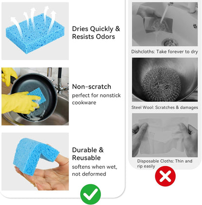 6 Pcs Kitchen Sponges for Dishes Cleaning, Non Scratch for Non Stick Cookware, Compressed Natural Cellulose Sponges, Dish Washing Scrubbers, Scrubbing Pads for Household, Bathroom (Multicolor)