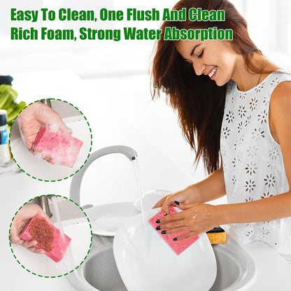 12 PCS Kitchen Sponges, Natural Compressed Cellulose Sponges, Non-Scratch Reusable Sponges for Kitchen Dish Washing, Scrub Sponge for Cleaning, Bathroom, Cars, Cut-Outs DIY