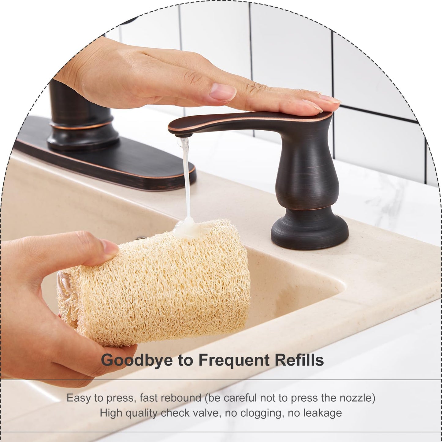 GAGALIFE Kitchen Sink Soap Dispenser Brushed Nickel, Under Sink Soap Dispenser with 40" Silicone Extension Tube Kit,Say Goodbye to Frequent Refills