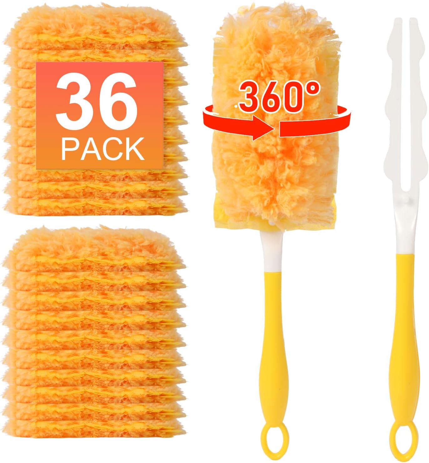 18 Count Duster Refill for Swiffer Duster with 1 Handle - 360° Multi-Surface Larger Size Feather Dusters, Disposable Duster Kit for Cleaning Home, Furniture, Blinds and Ceiling Fans
