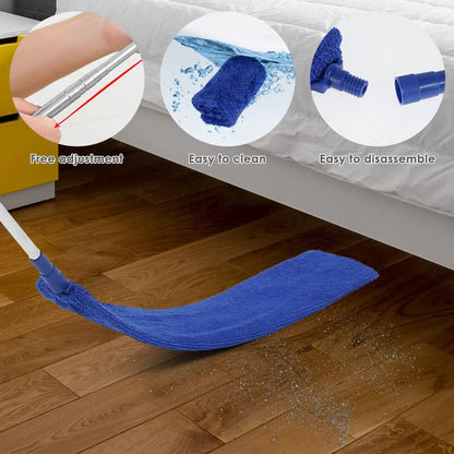 Gap Dust Cleaner Retractable Microfiber Gap Dust Brush Flexible Long Flat Gap Duster with Extendable Pole and Cloth Cover for Sofa Bed Furniture Bottom Ceiling Fan Blinds(Grey)