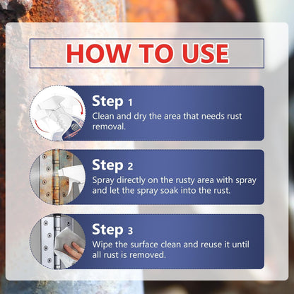 Rust Remover Spray for Metal, Powerful Rust Remover Heavy Duty Metal Cleaner, Multipurpose Rust Stain Remover for Metal, Stainless Steel, Automotive Parts, Fast Acting