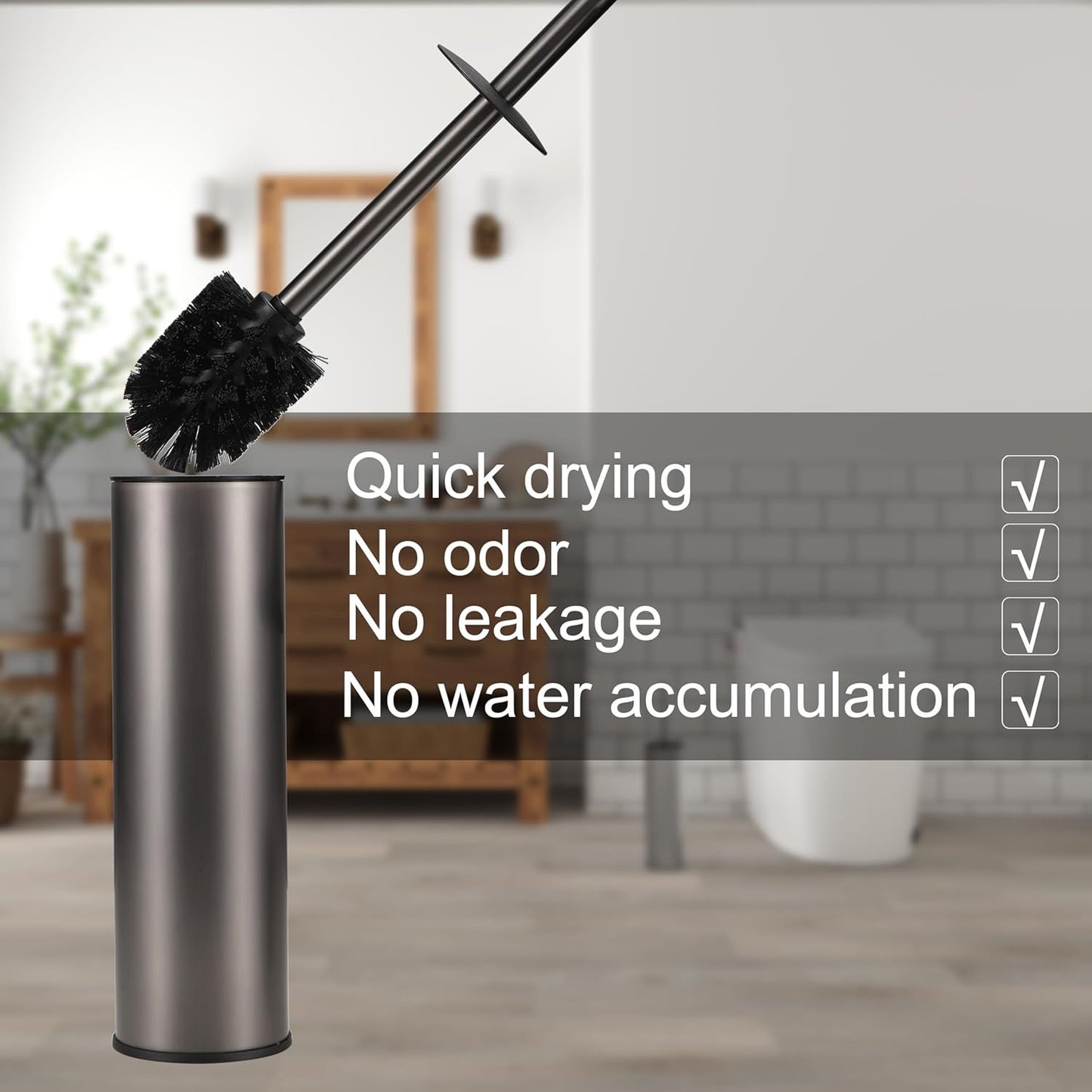 Toilet Brush and Holder Set Premium Material Toilet Bowl Cleaner Free Standing Toilet Bowl Brush and Holder