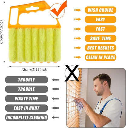 Geiserailie 1 Pcs Window Venetian Blind Cleaner Duster Tool Washable 7 Fingers Dusting Cleaner and Air Vent Shutter Brush Blinds Air Conditioner Fan Duster Dirt Housekeeping Tool (Orange)