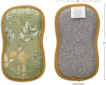 Kitchen Herbs Scrubby Sponges – 4 Pack Non-Scratch Dish Cloths, Ultra Absorbent Waffle Weave Cleaning Towels, Reusable & Machine Washable, 3.94" x 6.3