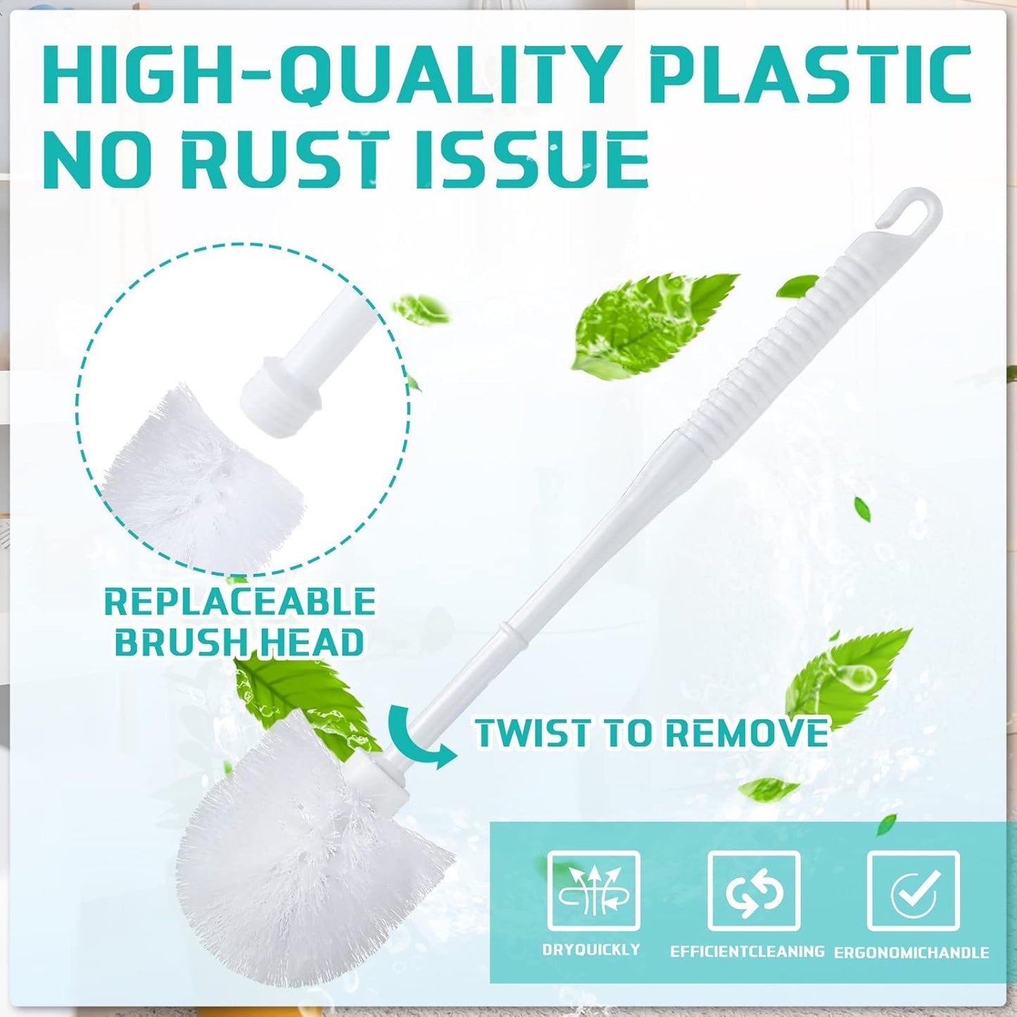 Roshtia 6 Sets Toilet Brush and Holder Set for Bathroom Cleaning Toilet Bowl Brush Scrubber with Caddy for Cleaning, 14.57 Height(Black)